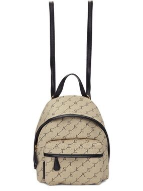 Stella McCartney Beige and Black Monogram Mini Backpack